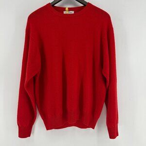 Vintage United Colors Of Benetton Sweater Bright Red 100% Lambswool Crewneck Top